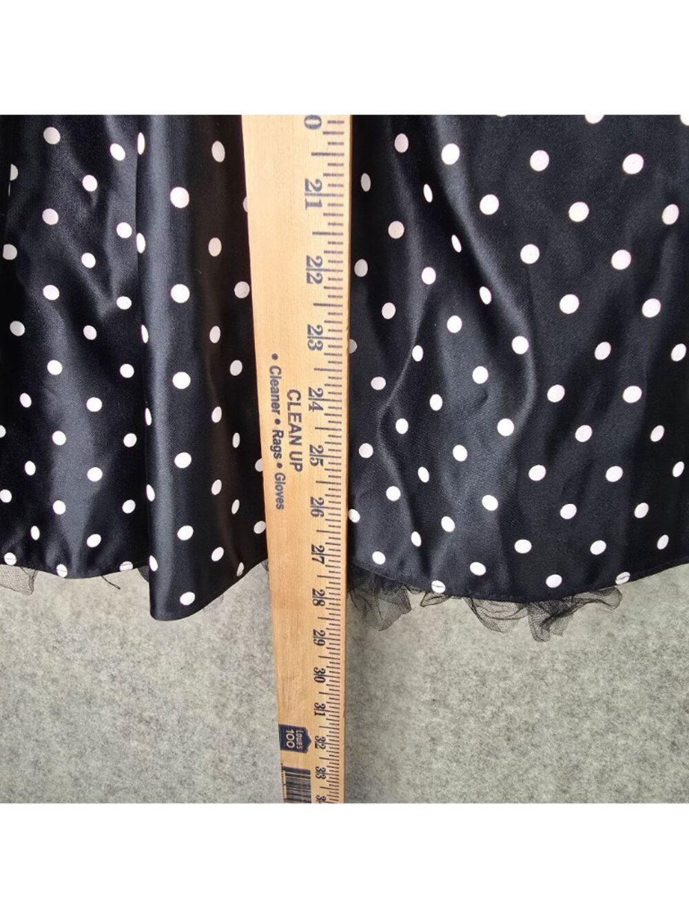 Strapless Womens Polka Dot Party Dress Black & White Satin Fit & Flare Zipper - Picture 7 of 8